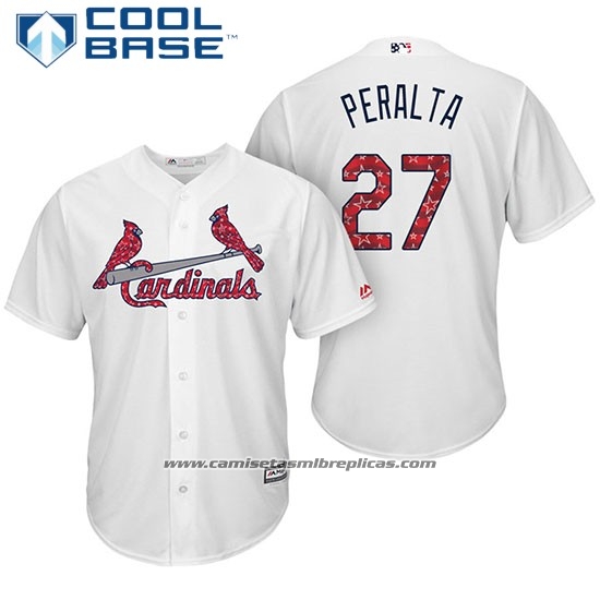 Camiseta Beisbol Hombre St. Louis Cardinals 2017 Estrellas y Rayas Jhonny Peralta Blanco Cool Base